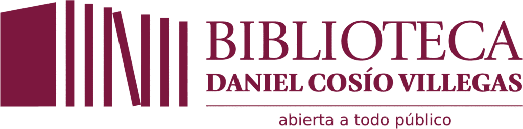 logo de la Biblioteca Daniel Cosío Villegas con diseño de libros y dice "abierta a todo público"